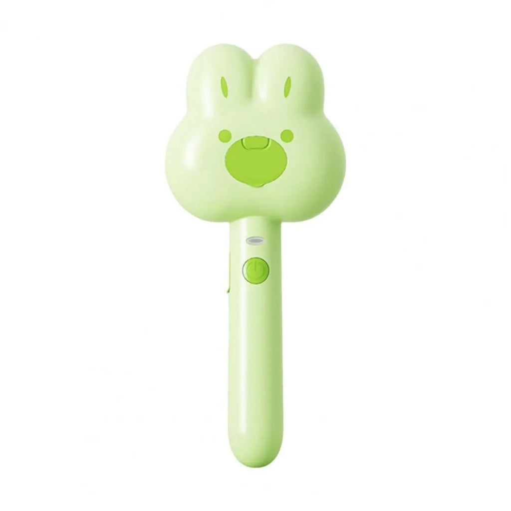 Rechargeable cat steam brush grooming tool with cartoon design in green, pink, or white colours