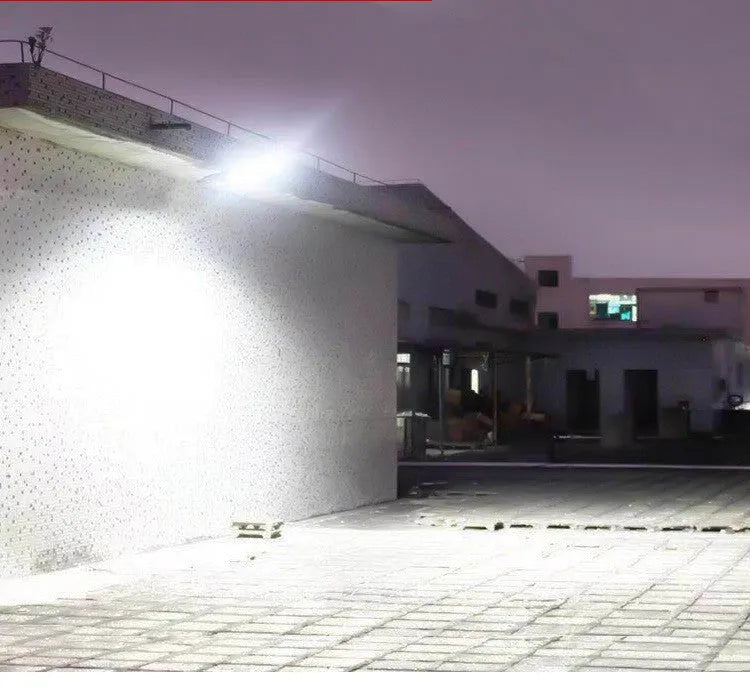 Black solar powered motion sensor street light for outdoor security with PIR sensor