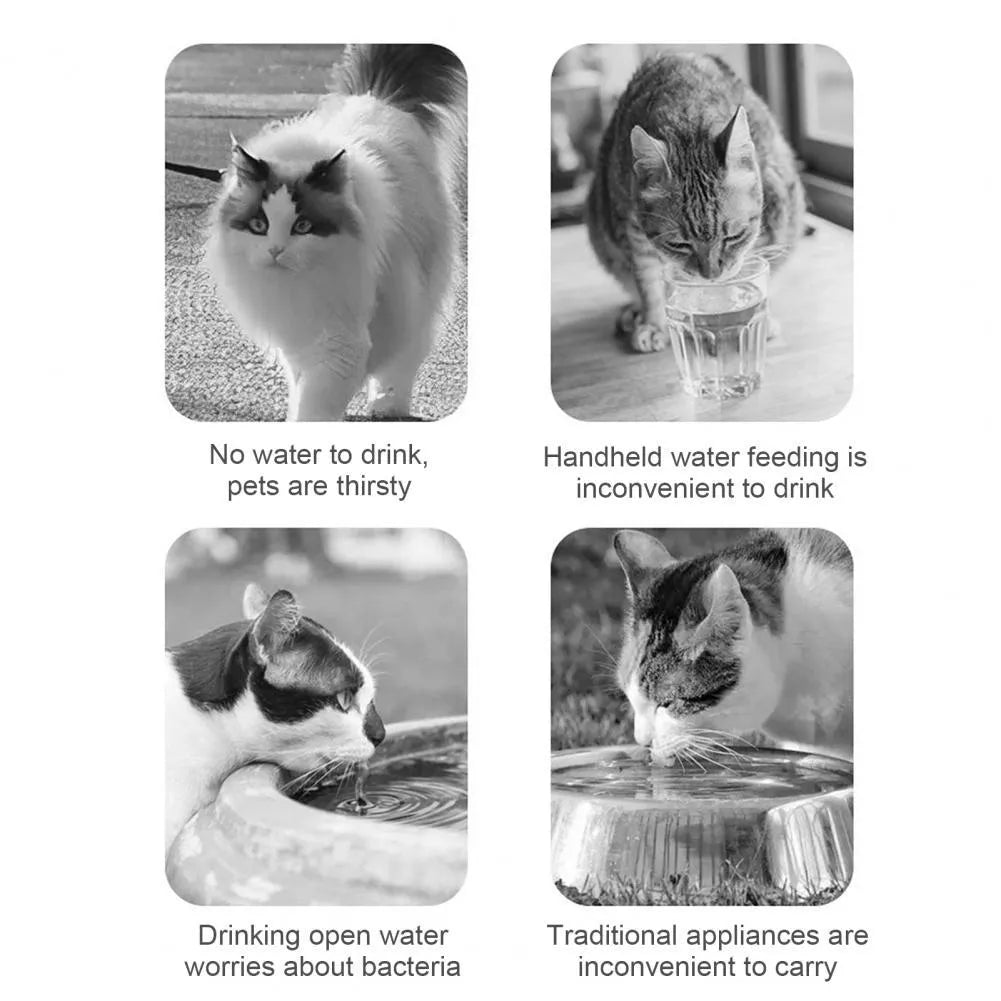 Orange and white portable pet water feeder with food container, showing carrying sling and dual compartments