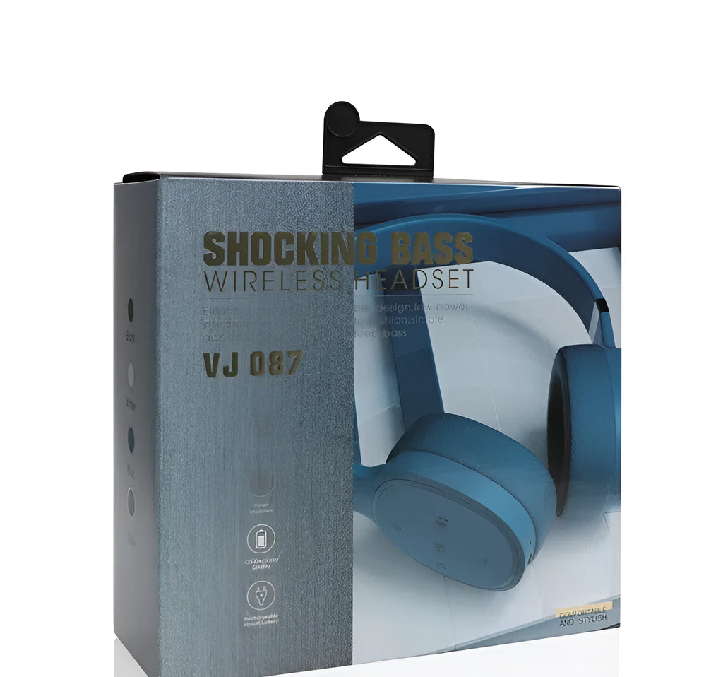 Wireless Bluetooth headset with 40mm speakers in black, blue, grey, or white colour options