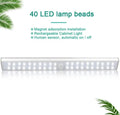 Rechargeable motion sensor LED light strip in three length options on a white background.