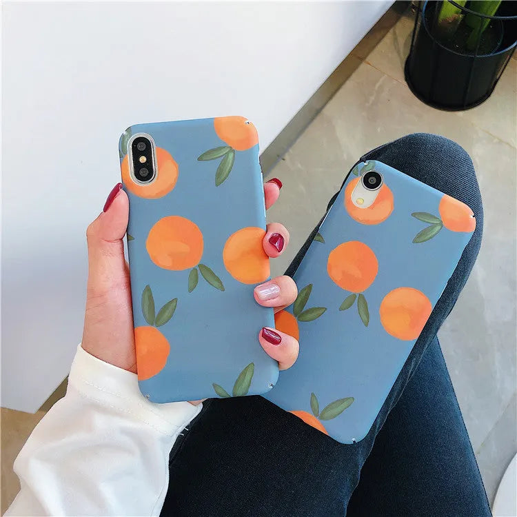 Orange retro design plastic back cover case for Apple iPhone with water and blue background