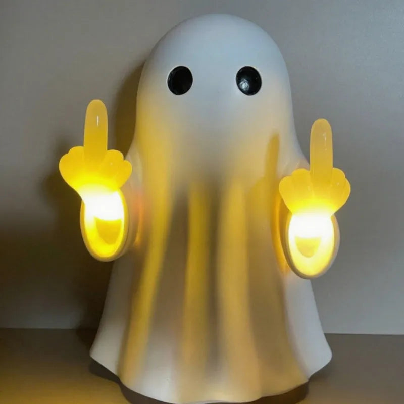 Plastic ghost statue night lamp Halloween decoration in white or black colour options