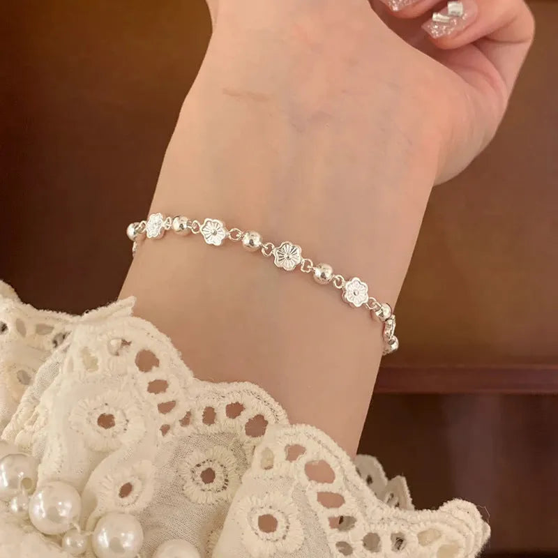 Women's peach heart chain bracelet with butterfly and rose details, alloy, geometric natural style