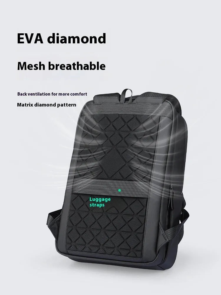 Graphite grey business backpack with USB charging port and oxford cloth construction