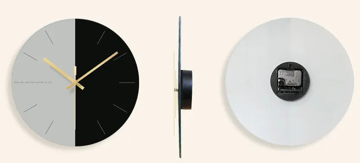 Minimalist transparent tempered glass wall clock with silent movement, 29.5cm diameter, on a white wall.