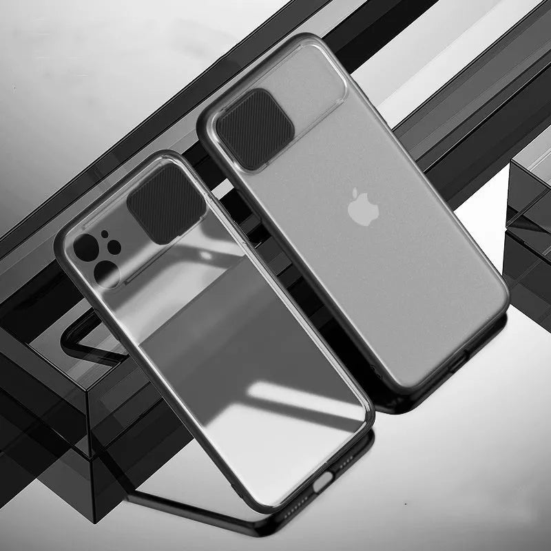Lens sliding phone case for iPhone in multiple colours showing back cover design