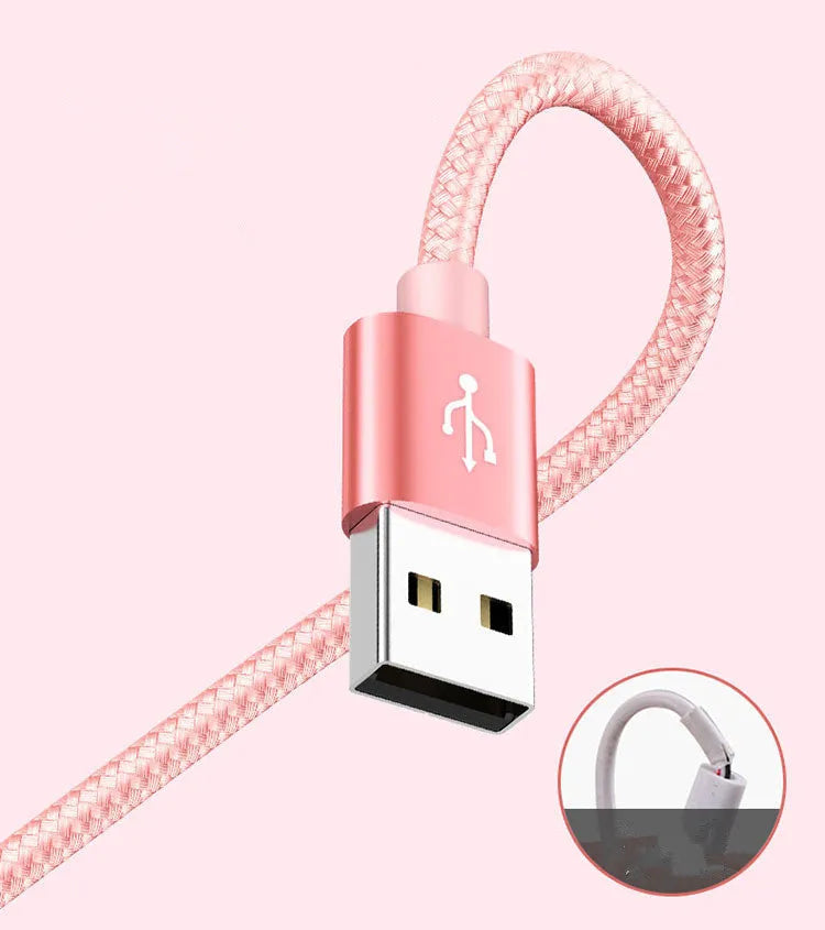 Three-in-one mobile phone charging cable with Micro USB connectors in multiple colour options