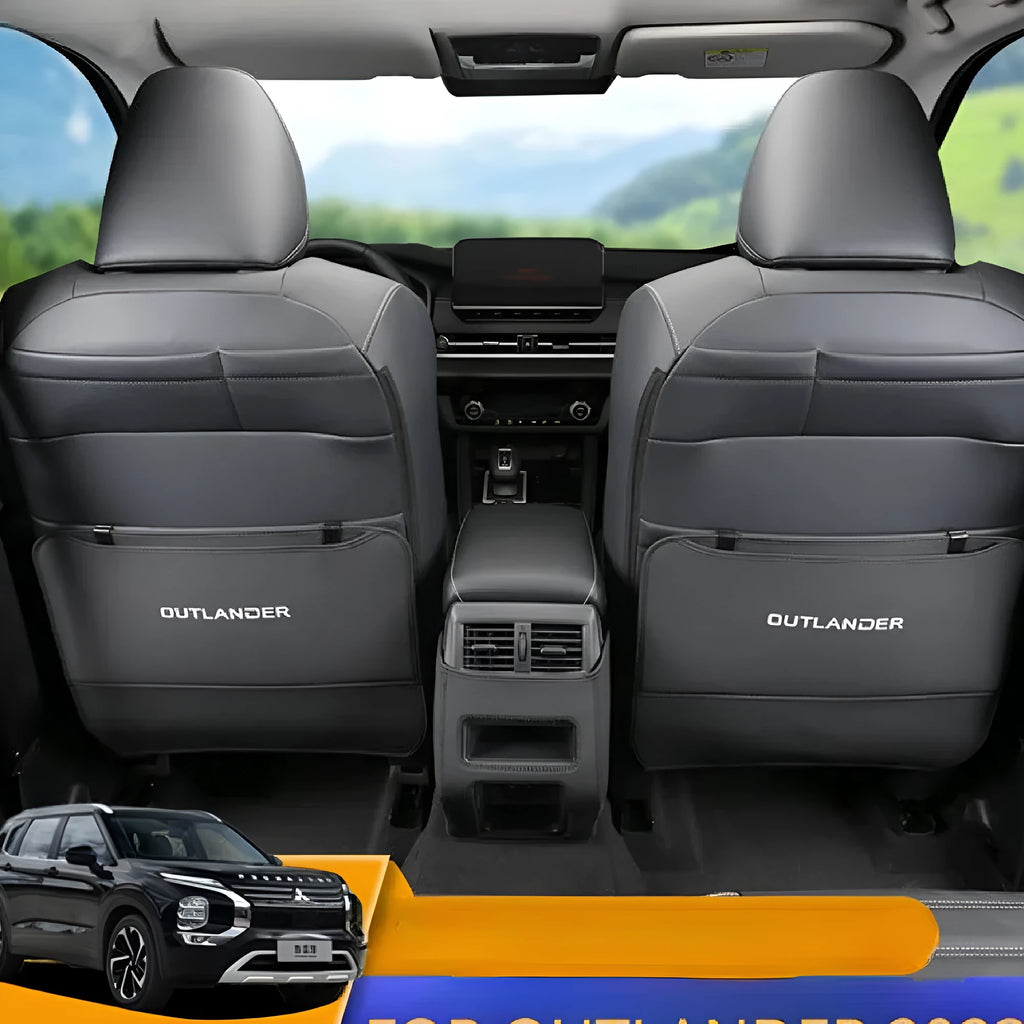 Three-piece leather anti-kick pad set for Mitsubishi Outlander SUV interior protection