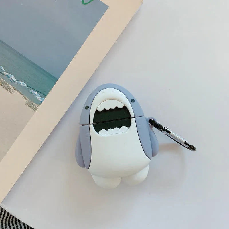 Shark design silicone protective cover for AirPods 1 and 2 charging case