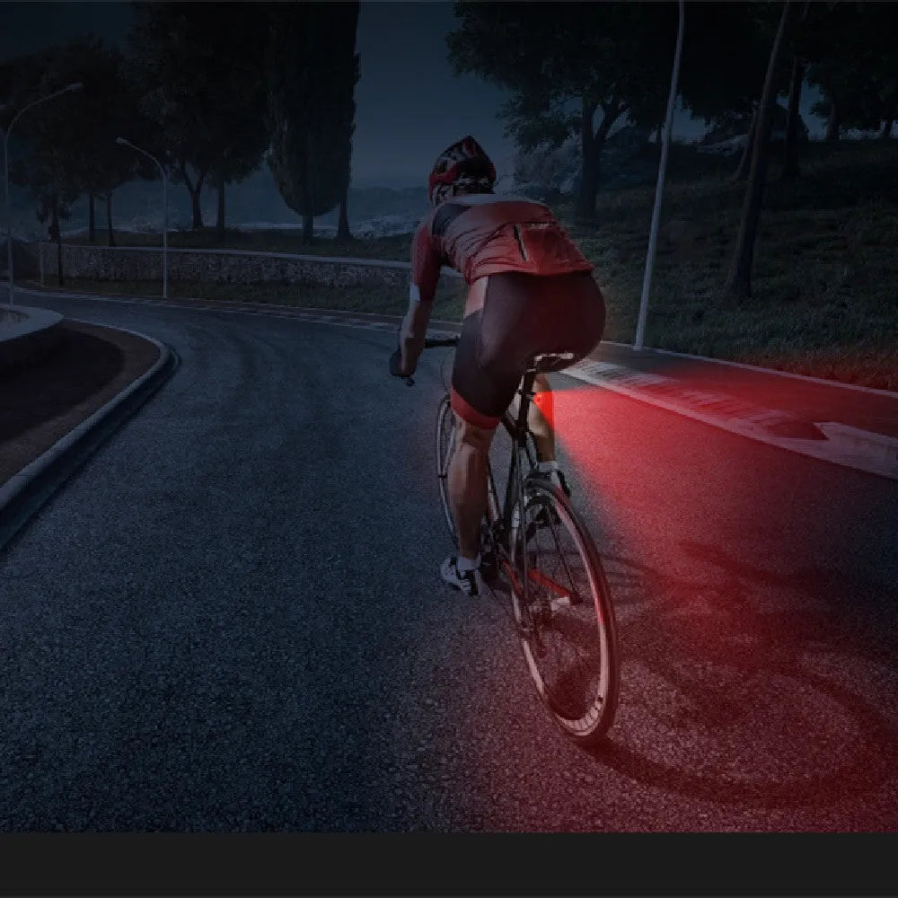 Black USB rechargeable smart brake sensing bicycle taillight with alloy shell