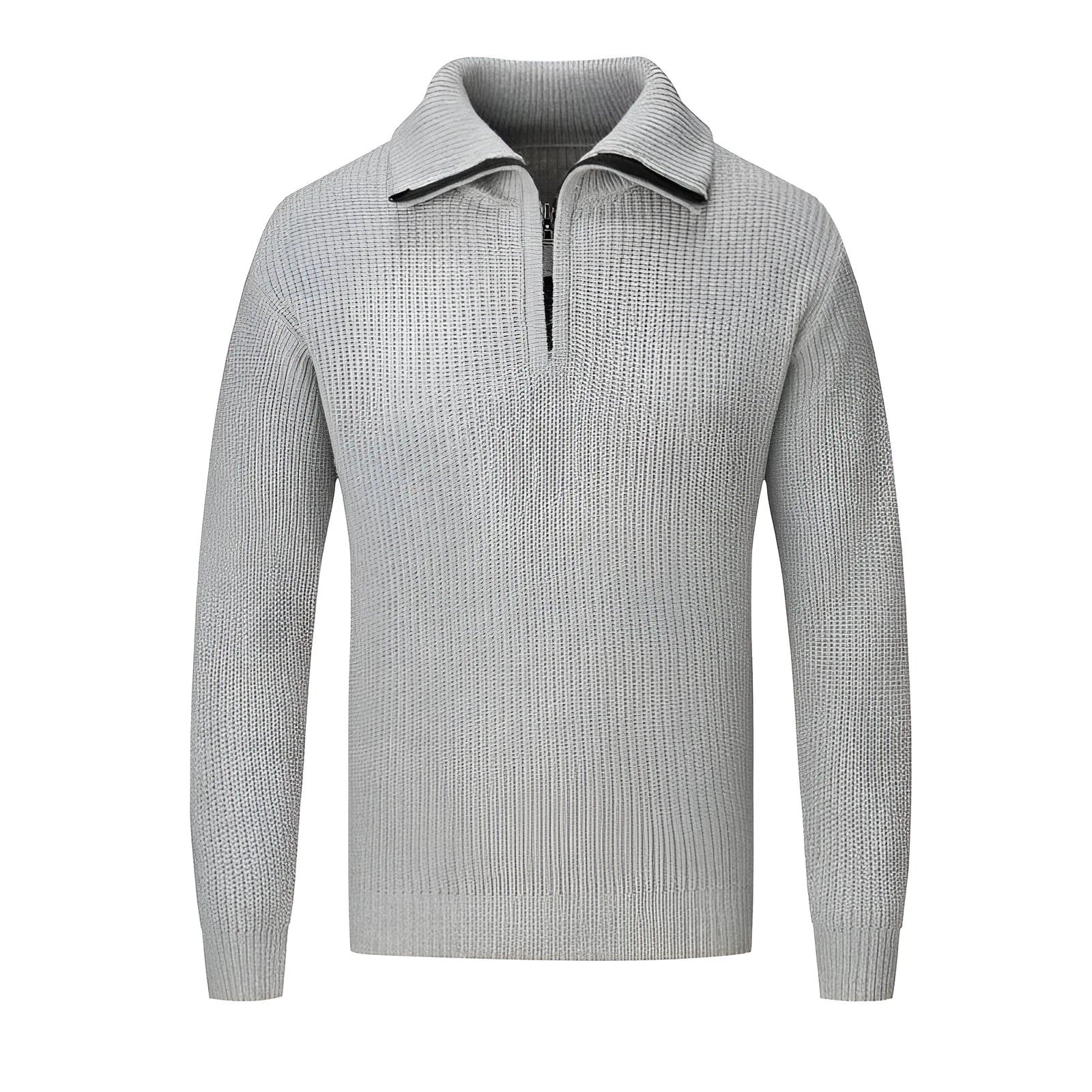 Men's slim fit solid colour pullover jumper in polyester blend for autumn and winter wear