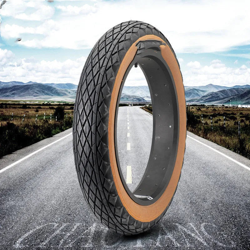 Brown sidewall snowmobile replacement tyre showing 20 inch diameter and 4.0 inch width tread