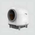 White automatic enclosed cat litter box with dimensions 556mm x 512mm x 590mm for cats 1-10kg