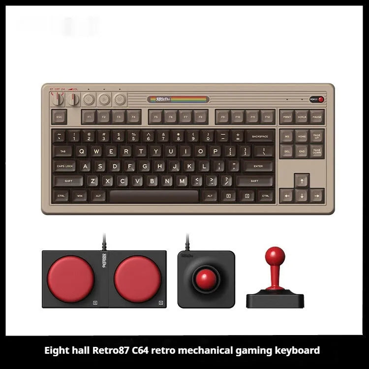 Retro87 C64 wireless Bluetooth mechanical gaming keyboard with vintage design on desk