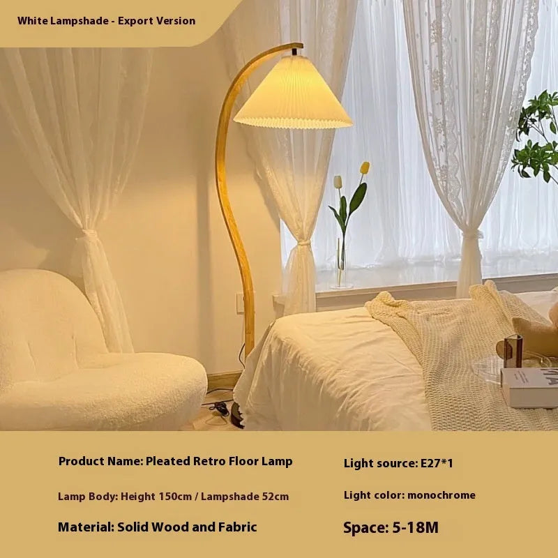 Retro vertical table lamp with log white lampshade and three-colour variable light function