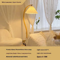 Retro vertical table lamp with log white lampshade and three-colour variable light function