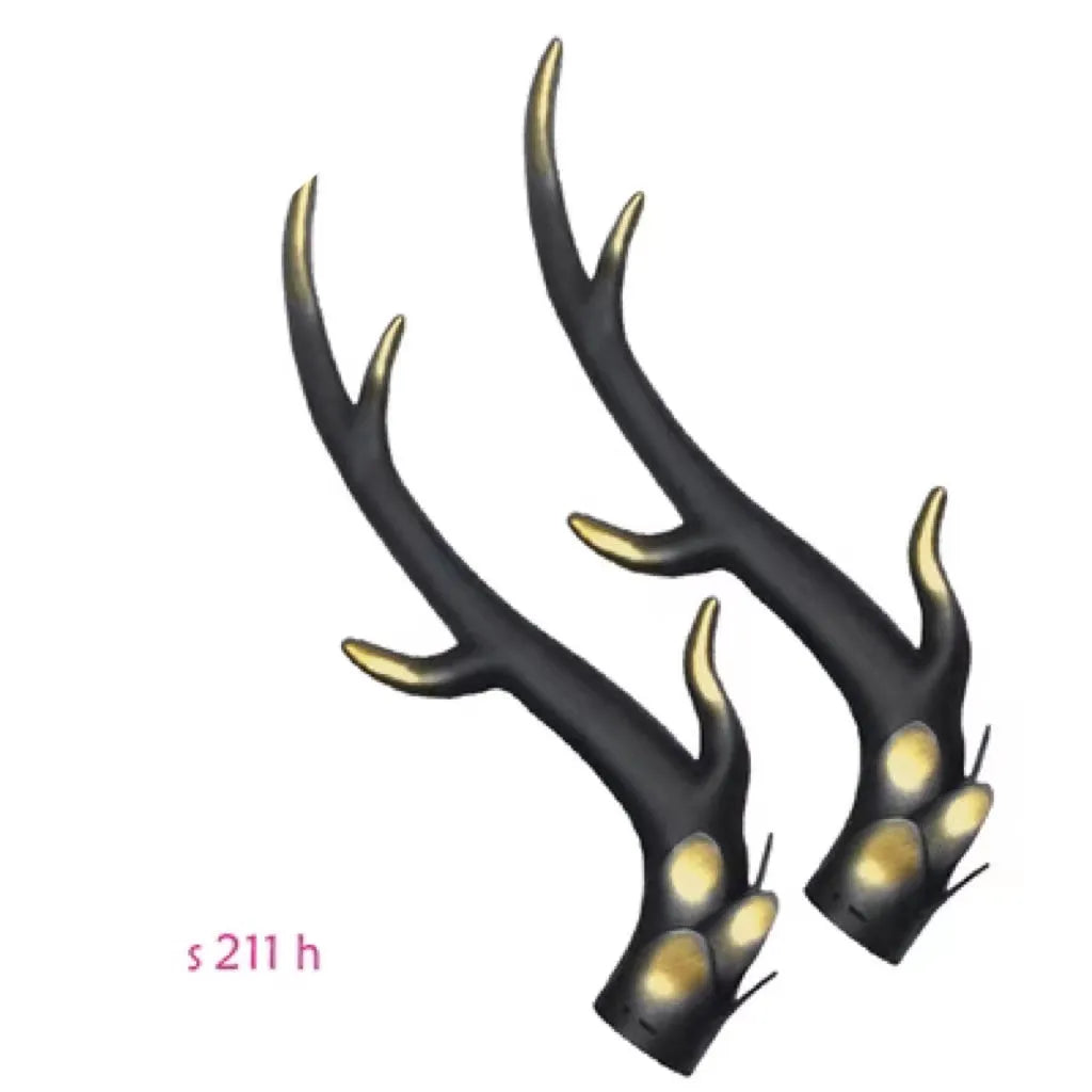 Pair of detailed resin dragon horns for motorcycle helmet customisation in Black Gold finish.