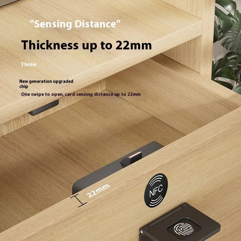 F079 punch-free drawer lock with removable card key for cabinets and wardrobes