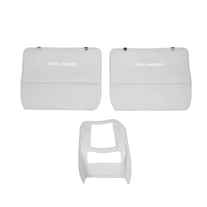 Three-piece leather anti-kick pad set for Mitsubishi Outlander SUV interior protection