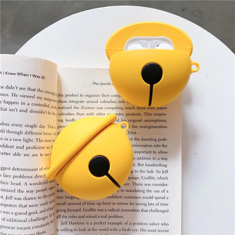 Yellow silicone bell-shaped protective case for Apple AirPods 1st and 2nd generation