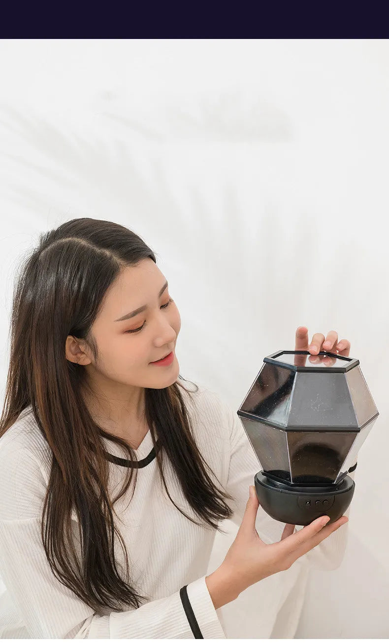 Children's rotating star night light with multi-colour LED lights in rotating and static modes