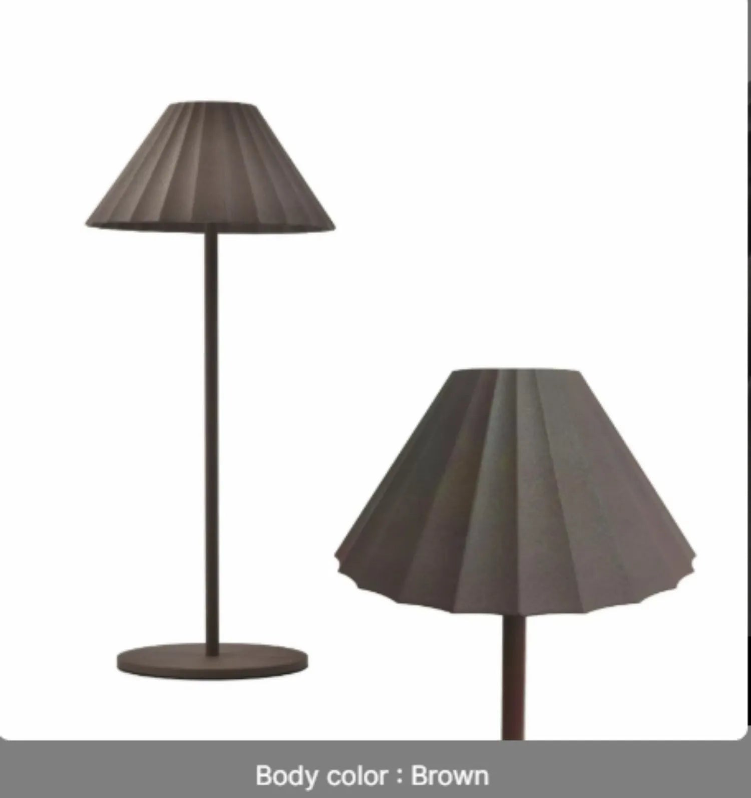Alloy desk lamp with touch dimming controls and rechargeable battery in black, brown, sand or white finish