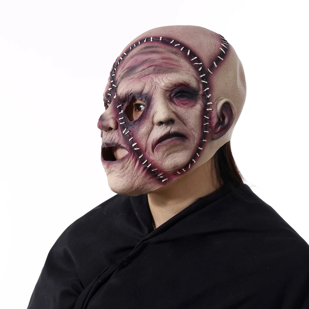 Three-sided grimace horror mask in natural latex for adult Halloween parties