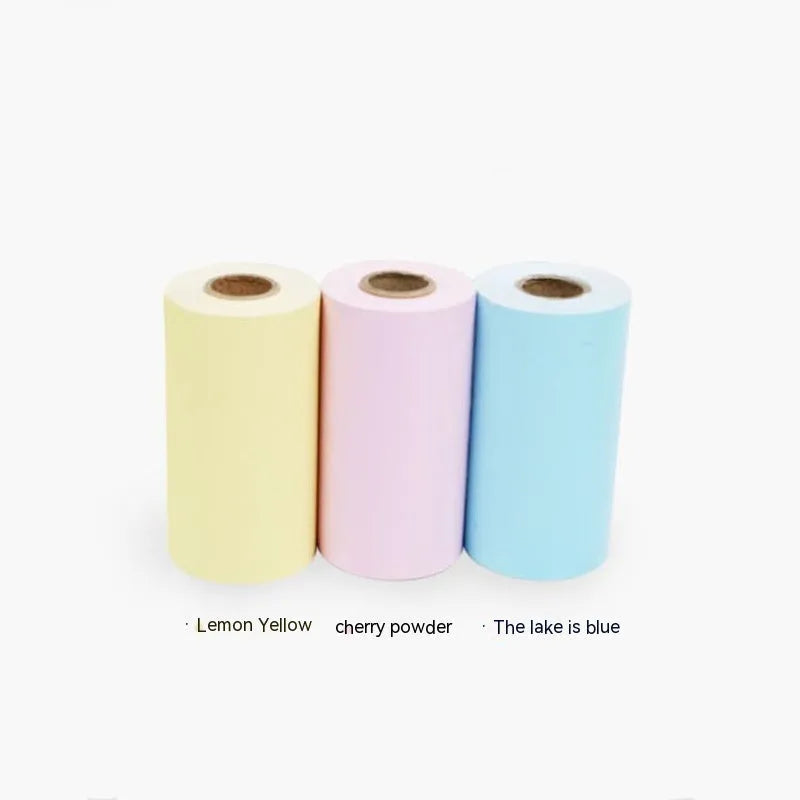 57x30mm thermal printing paper rolls in pink, yellow, and blue colours for student revision printers