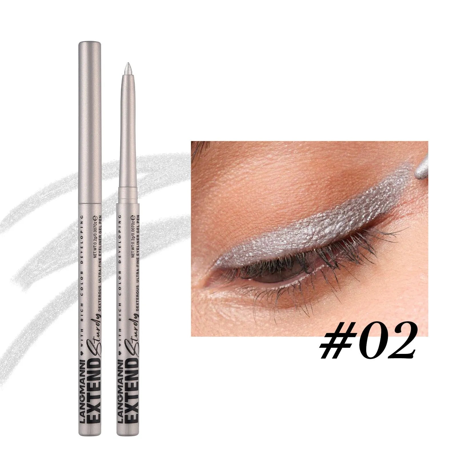 12 colourful gel glitter eyeliner pencils set showing matte metallic and pearl finishes