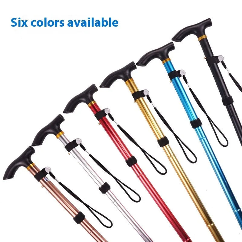 Aluminium alloy folding walking cane with adjustable 85-95cm height and non-slip handle