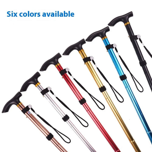 Aluminium alloy folding walking cane with adjustable 85-95cm height and non-slip handle