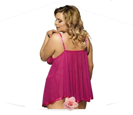 Women's lace sleepdress with mesh detailing in extended sizing up to 6XL