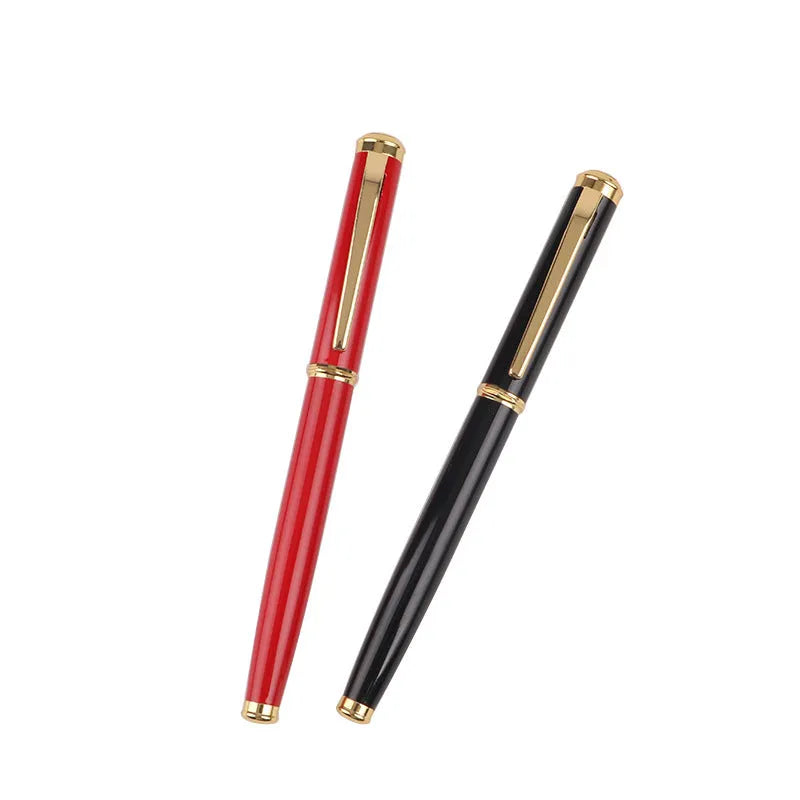 Red and black metal fountain pen with 0.5mm iridium gold-plated nib for office and student writing