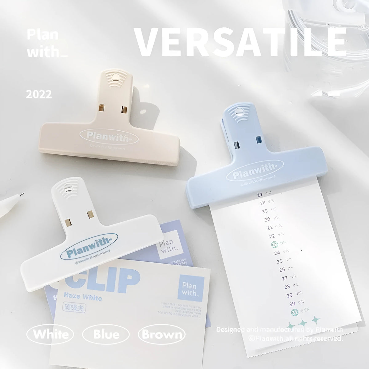 RosyPosy Haze Series magnetic ledger clip for bills and receipts in blue.
