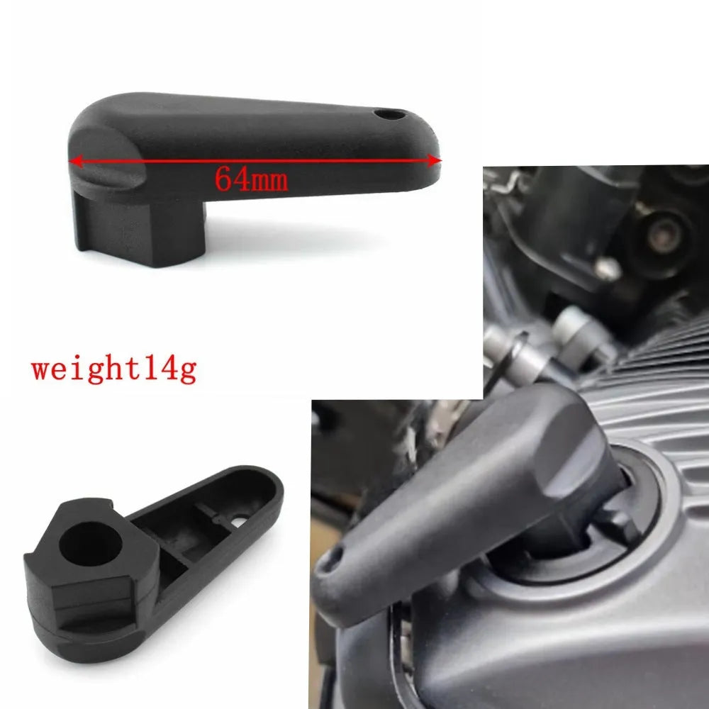 Black nylon adhesive quick release oil cap wrench for BMW R series motorcycles.