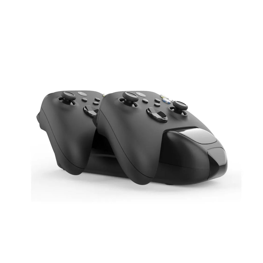 Black Xbox Series X dual controller charging station with LED lights
