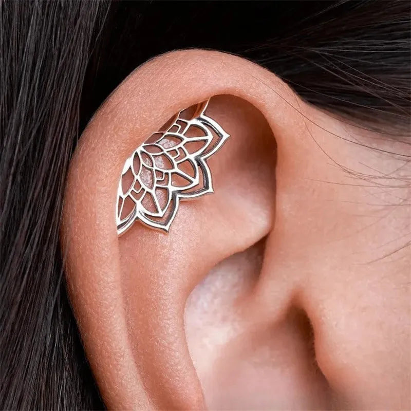 Spider web stud earrings with geometric mesh pattern in electroplated gold or silver finish