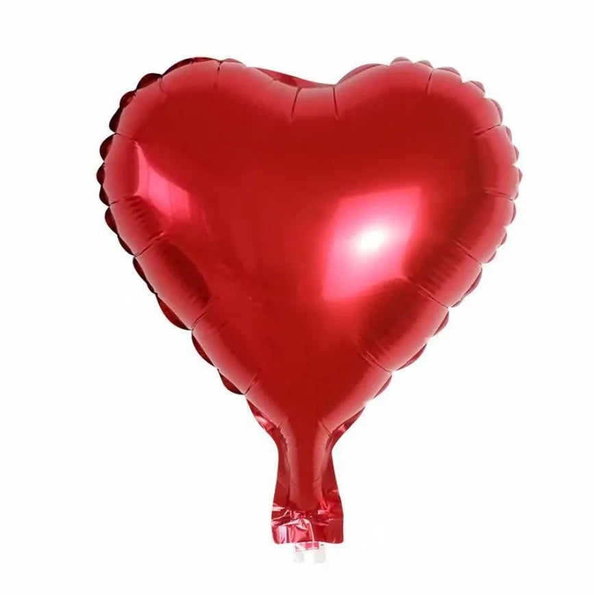Five metallic peach heart-shaped aluminium foil balloons in assorted colours