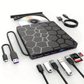 Black external USB CD DVD drive with compact dimensions for laptop and desktop computers