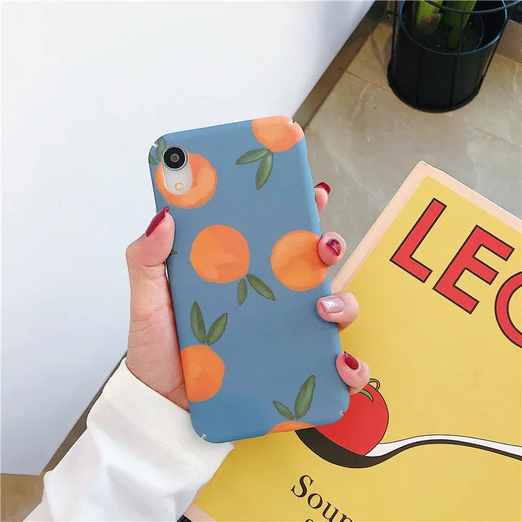 Orange retro design plastic back cover case for Apple iPhone with water and blue background