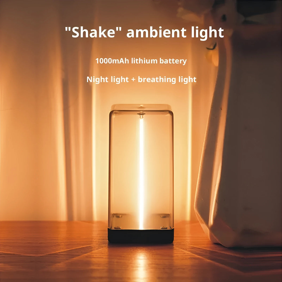 12cm rechargeable night lamp with touch switch, 3000K light source, Type-C charging, and 1000mAh specification