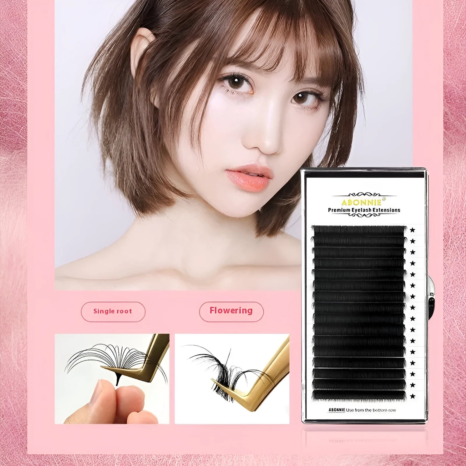 Close-up of dense 16-row false eyelashes with matte wool texture in mink hair, showing length options.