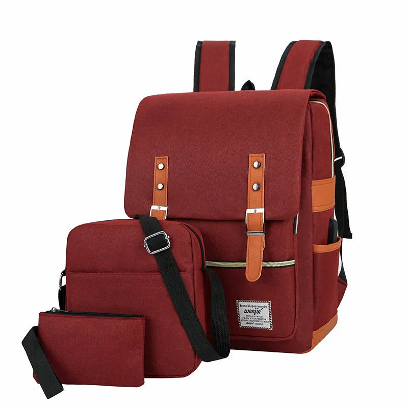 Three-piece waterproof Oxford cloth business backpack with curved shoulder straps in four colour options