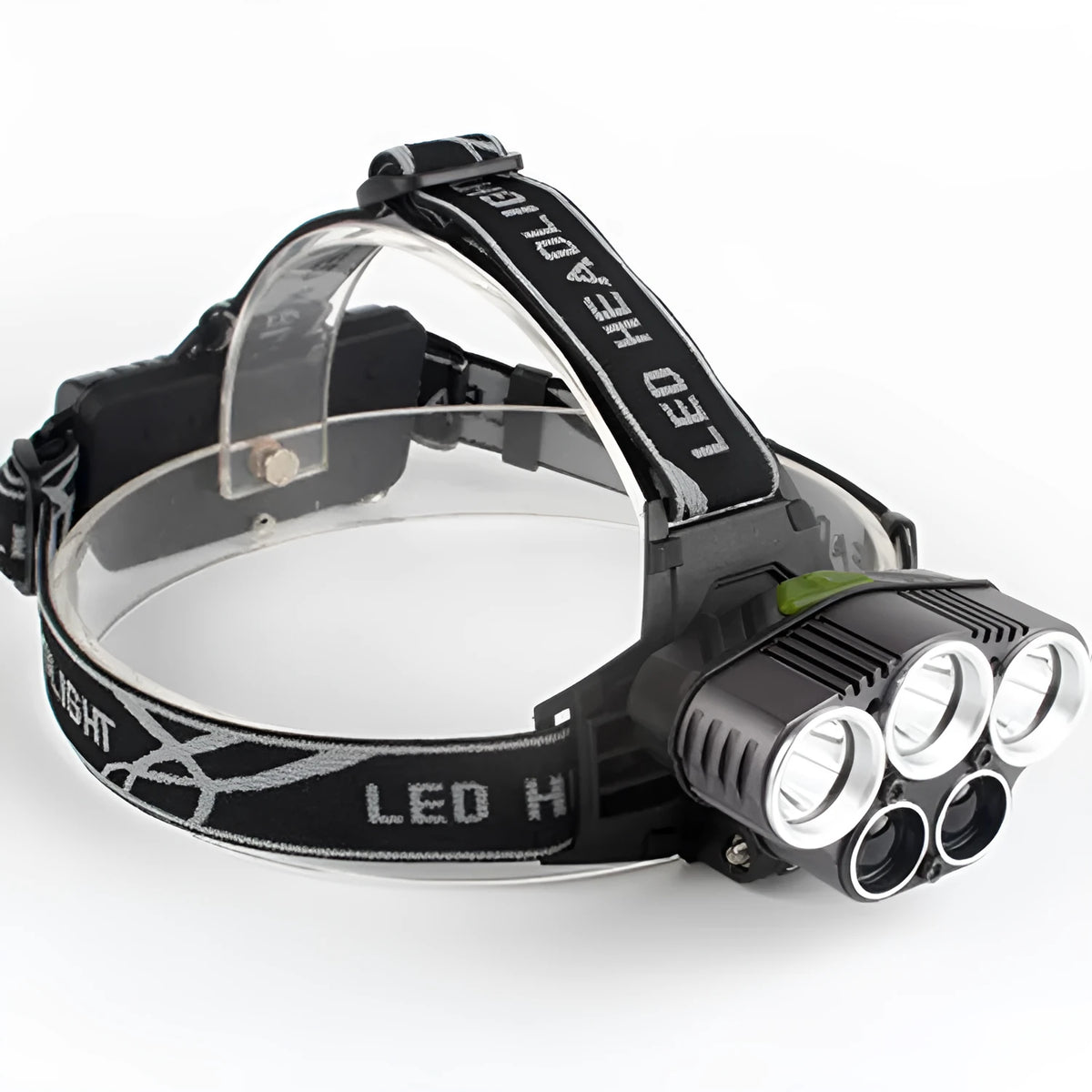 LED head torch with headband, showing focused beam and waterproof housing for outdoor use.