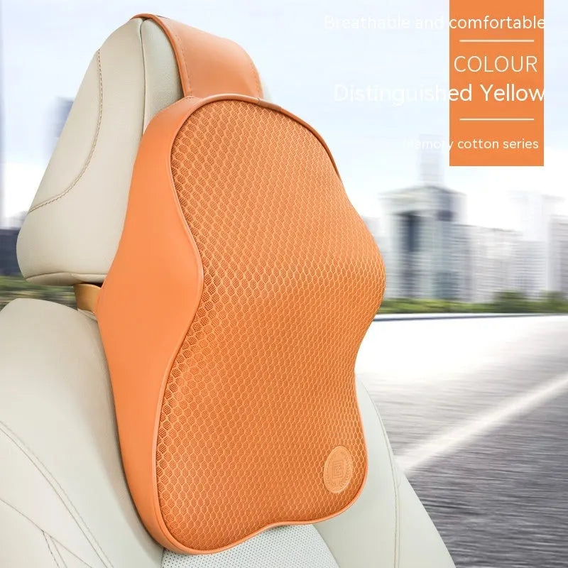 Car headrest and lumbar pillow set with memory foam filler in various colour options