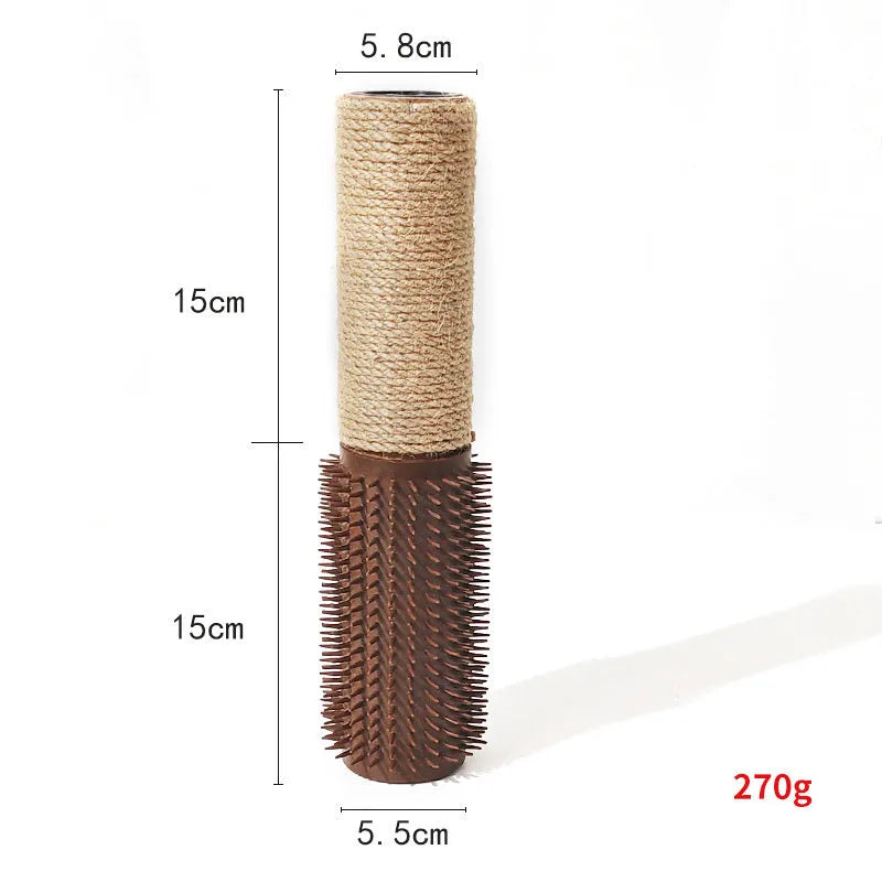 Brown sisal scratching post for cats with natural jute rope measuring 30cm tall