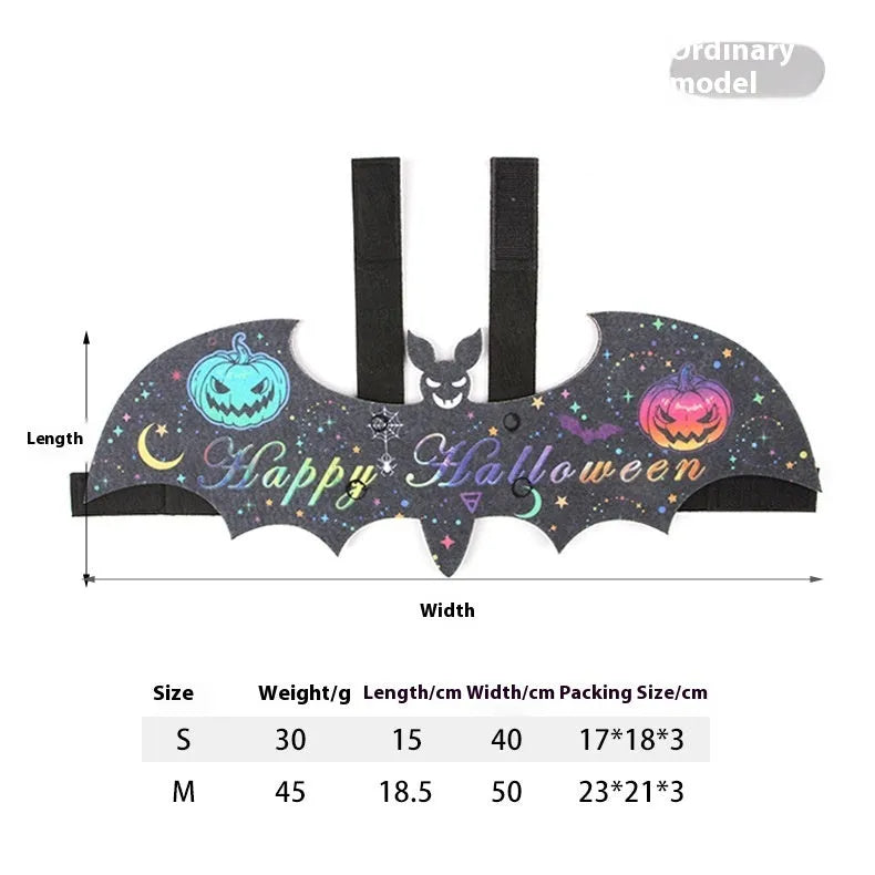 Halloween batwing costume for cat in felt fabric with tie closures