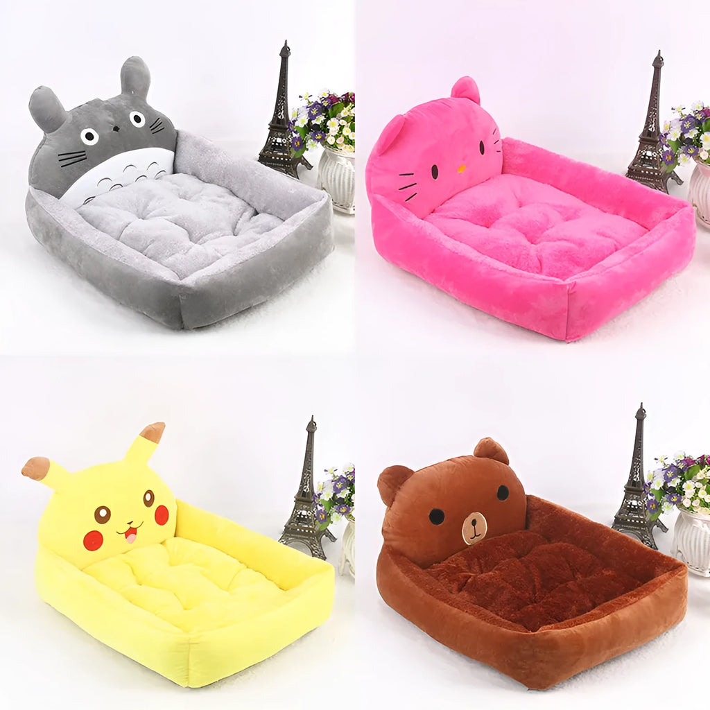 Cartoon-style washable pet sofa bed for small dogs and cats in a blue colour.