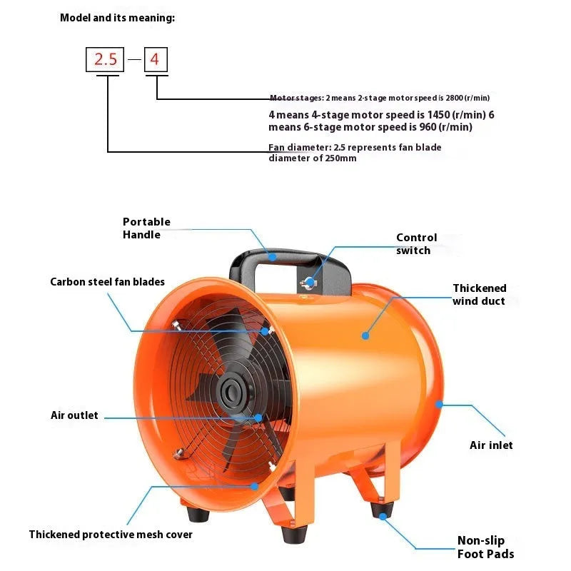 8-inch titanium steel industrial axial flow fan for dust removal and ventilation systems